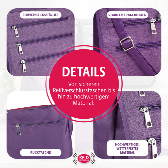 Schultertasche mit RFID-Schutz schwarz