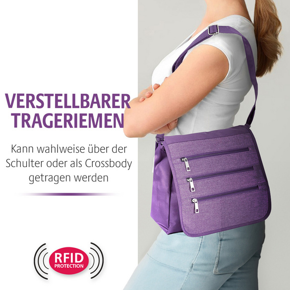 Schultertasche mit RFID-Schutz schwarz