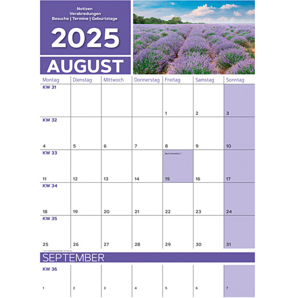 Wandkalender "Natur" 2025