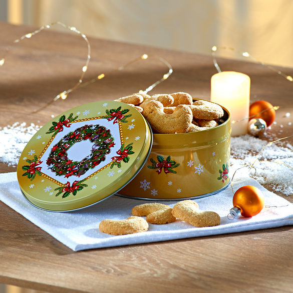 Vanillekipferln in Weihnachtsdose