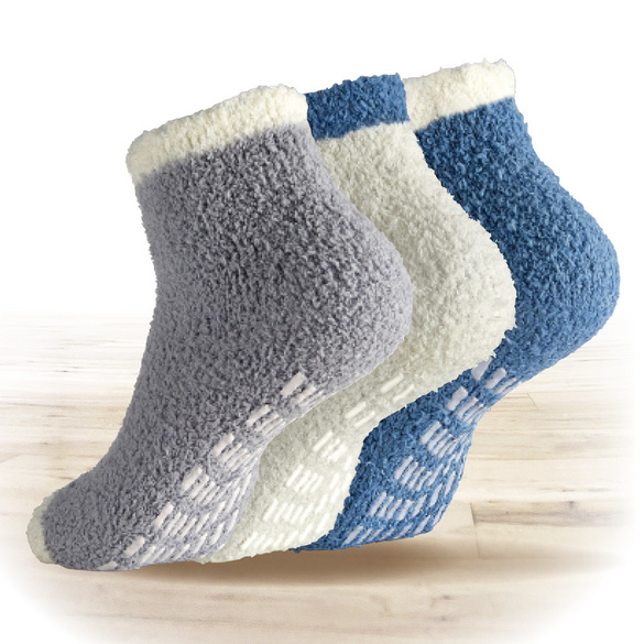 Stopper-Socken grau-weiß-blau 3er-Set