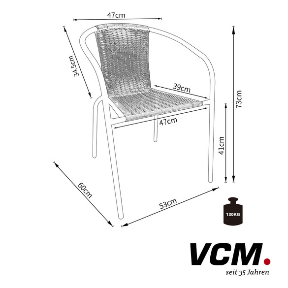 VCM Gartenstuhl "Galona" 2er-Set Schwarz