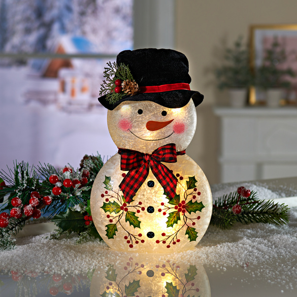 LED-Glasdeko Schneemann 30 cm Eldo