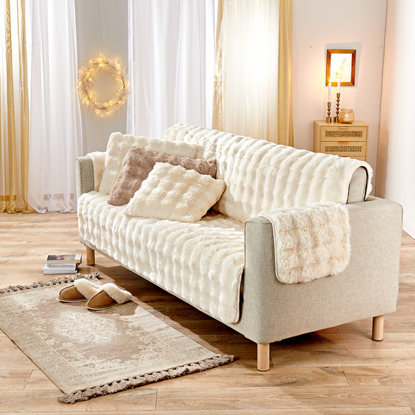 Sofaüberwurf 3-Sitzer "Bubble-Fleece" 180 x 150 cm creme Eldo