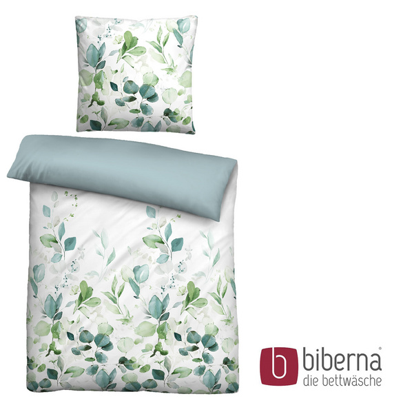 biberna Tencel Bettwäsche FLORAL aqua, 135x200 cm + 80x80 cm