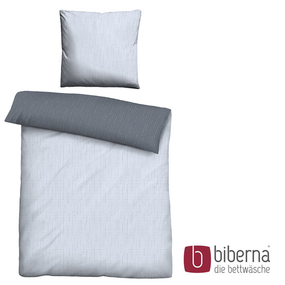 biberna Mako-Satin Bettwäsche PUNKTE - MIX & MATCH   blau, 155x220 cm + 80x80 cm