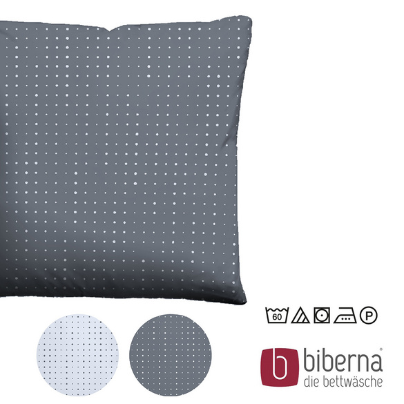 biberna Mako-Satin Kopfkissenbezug PUNKTE - MIX & MATCH   blau, 40x40 cm