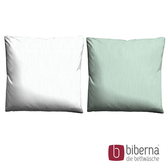 biberna Mako-Satin Bettwäsche PUNKTE - MIX & MATCH   mint, 155x220 cm + 80x80 cm