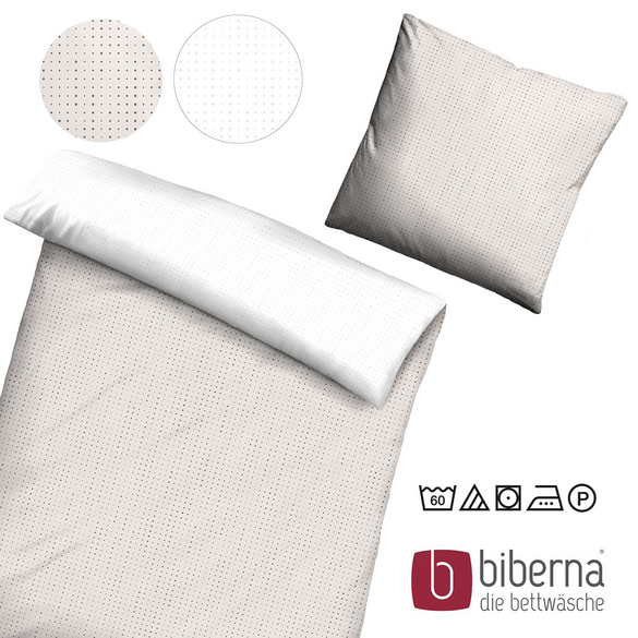 biberna Mako-Satin Bettwäsche PUNKTE - MIX & MATCH   taupe, 200x200 cm + 2x 80x80 cm