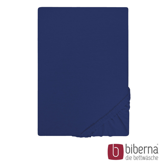 biberna Castell Jersey-Stretch-Spannbetttuch dunkelblau, 1x 180-200 x 200 cm