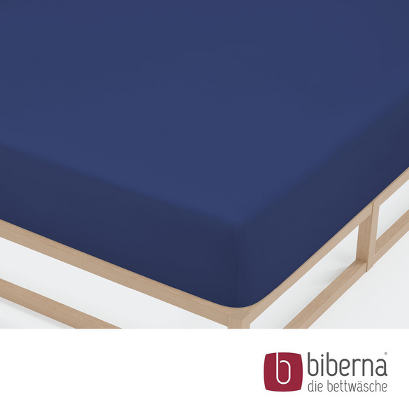 biberna Castell Jersey-Stretch-Spannbetttuch dunkelblau, 1x 180-200 x 200 cm