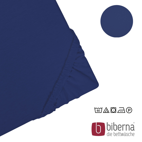 biberna Castell Jersey-Stretch-Spannbetttuch dunkelblau, 1x 180-200 x 200 cm