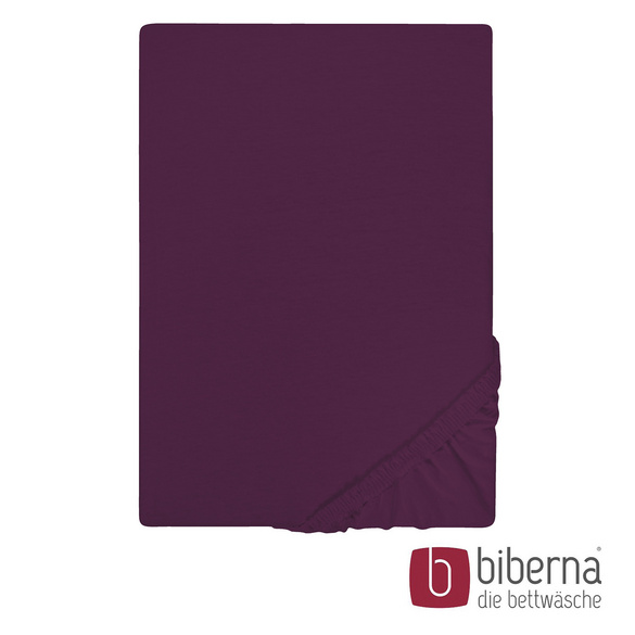 biberna Castell Jersey-Stretch-Spannbetttuch dunkel violett, 1x 180-200 x 200 cm