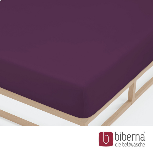 biberna Castell Jersey-Stretch-Spannbetttuch dunkel violett, 1x 180-200 x 200 cm