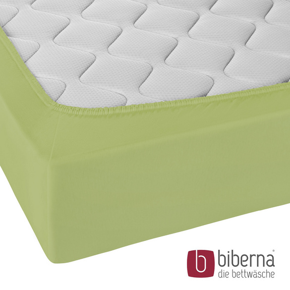 biberna Castell Jersey-Stretch-Spannbetttuch pistaziengrün, 1x 140-160 x 200 cm