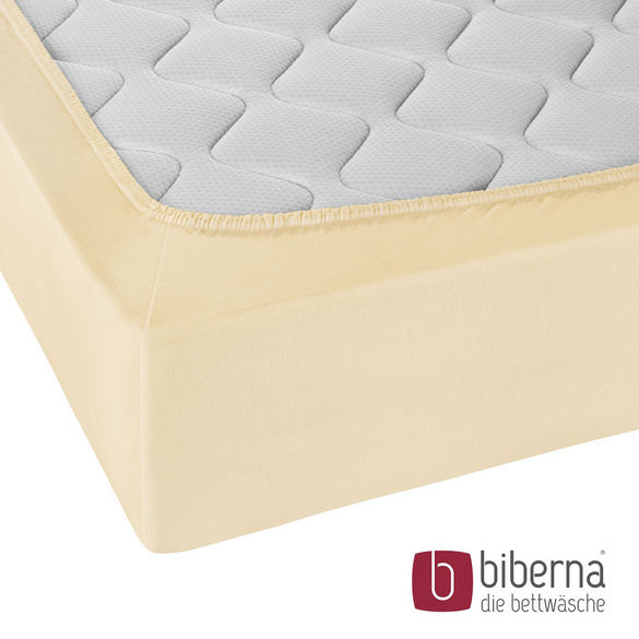 biberna Castell Jersey-Stretch-Spannbetttuch gelb, 1x 140x200 cm - 160x200 cm