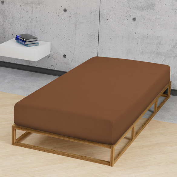 biberna Castell Jersey-Stretch-Spannbetttuch chocolate, 1x 140x200 cm - 160x200 cm