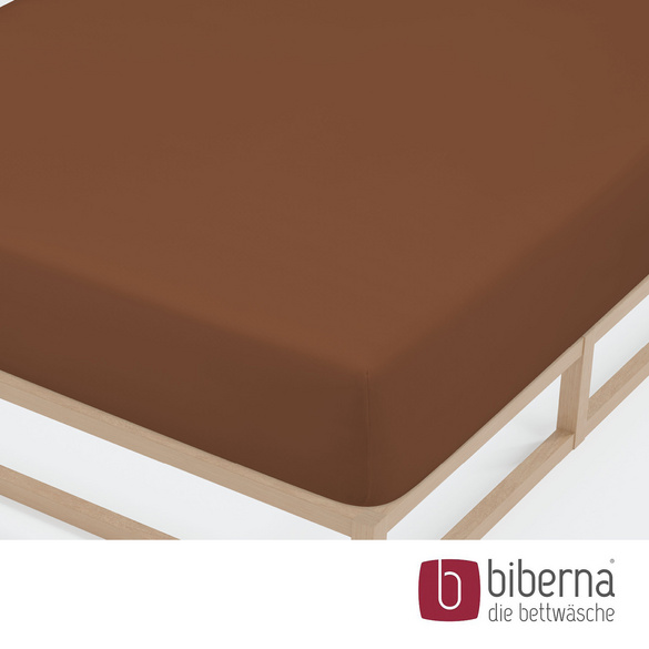 biberna Castell Jersey-Stretch-Spannbetttuch chocolate, 1x 120x200 cm