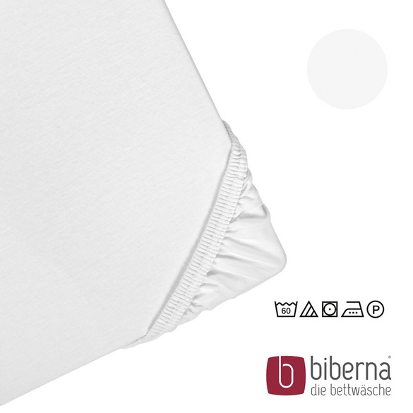 biberna Feinjersey-Spannbetttuch weiss, 1x 90x190 cm - 100x200 cm