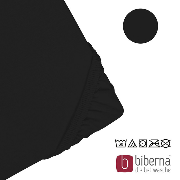 biberna Jersey-Elastic-Topper-Spannbetttuch schwarz, 1x 140x200 cm - 160x220 cm