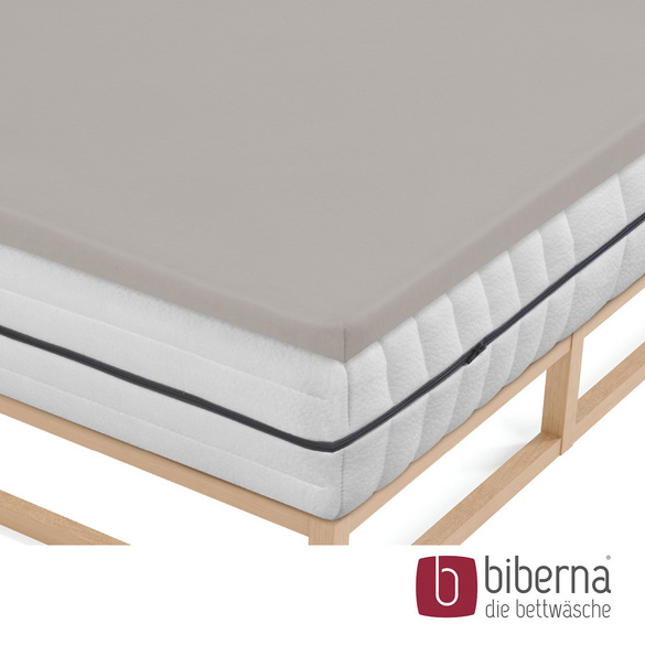 biberna Jersey-Elastic-Topper-Spannbetttuch sturmgrau, 1x 140x200 cm - 160x220 cm