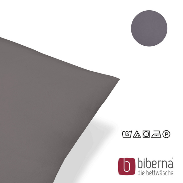 biberna Feinjersey-Kopfkissenbezug Doppelpack silber/grau, 2x 40x40 cm