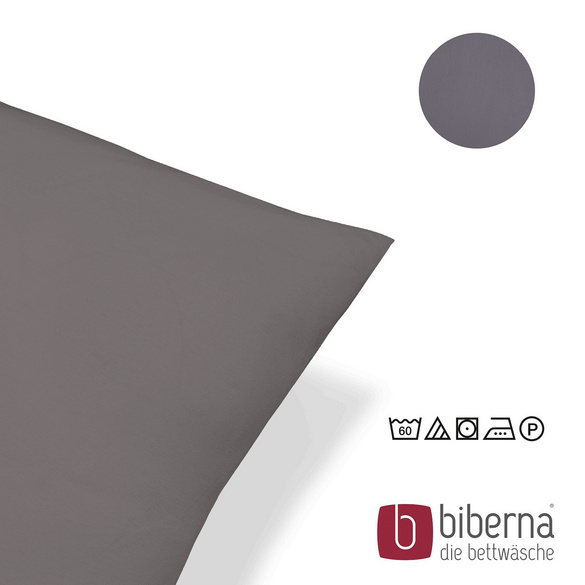 biberna Feinjersey-Kopfkissenbezug Doppelpack silber/grau, 2x 40x60 cm