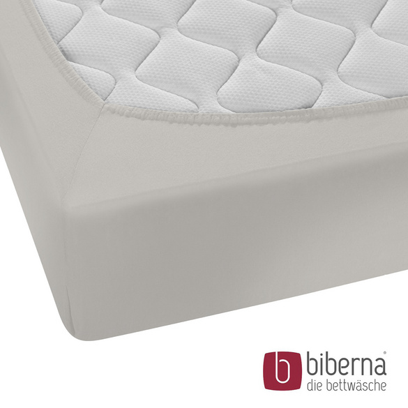 biberna Feinjersey-Spannbetttuch grau, 1x 90x190 cm - 100x200 cm