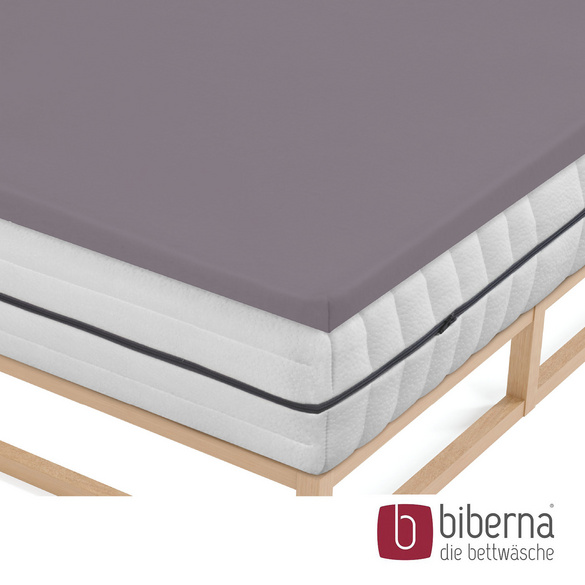 biberna Jersey-Elastic-Topper-Spannbetttuch silber/grau, 1x 140x200 cm - 160x220 cm