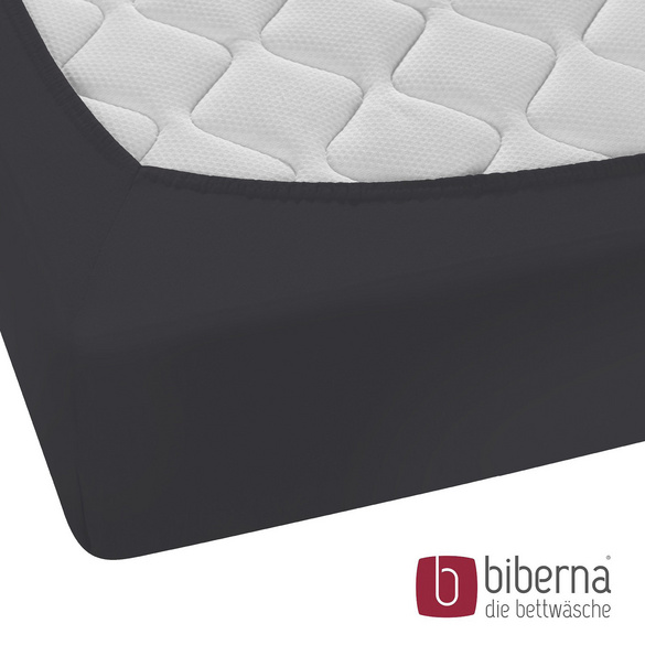 biberna Feinjersey-Spannbetttuch titanium, 1x 90x190 cm - 100x200 cm