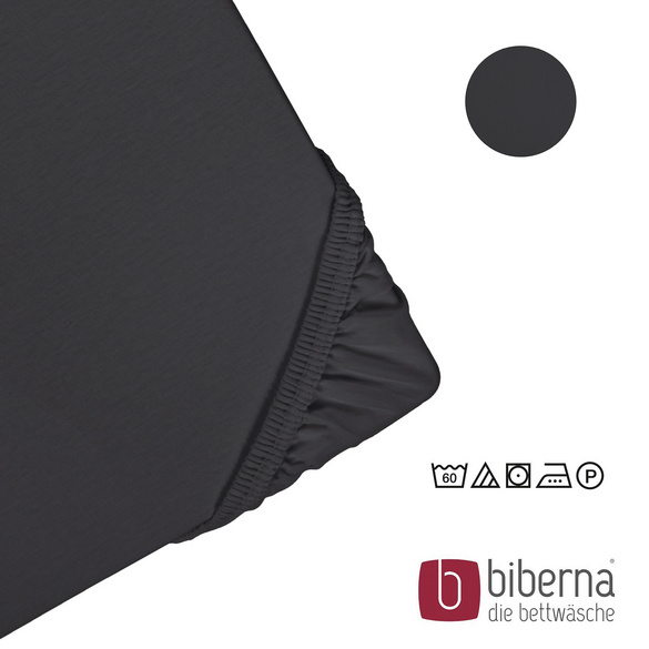 biberna Feinjersey-Spannbetttuch titanium, 1x 90x190 cm - 100x200 cm