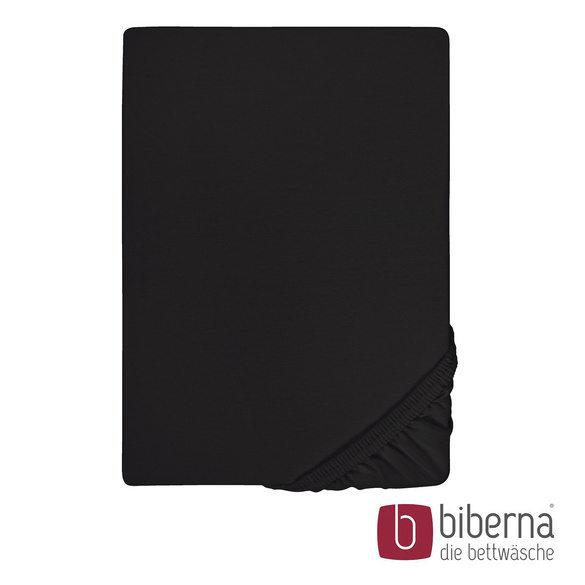 biberna Feinjersey-Spannbetttuch schwarz, 1x 90x190 cm - 100x200 cm