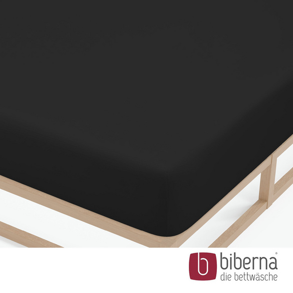 biberna Feinjersey-Spannbetttuch schwarz, 1x 140x200 cm - 160x200 cm