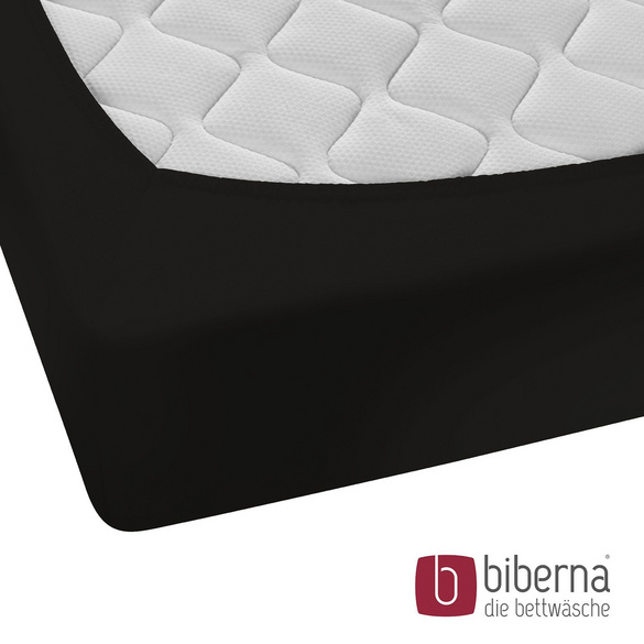 biberna Feinjersey-Spannbetttuch schwarz, 1x 180x200 cm - 200x200 cm