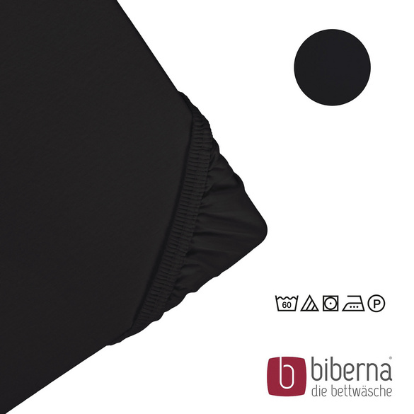 biberna Feinjersey-Spannbetttuch schwarz, 1x 180x200 cm - 200x200 cm