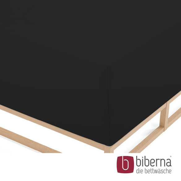 biberna Jersey-Elastic-Boxspring-Spannbetttuch schwarz, 1x 180x200 cm - 200x220 cm