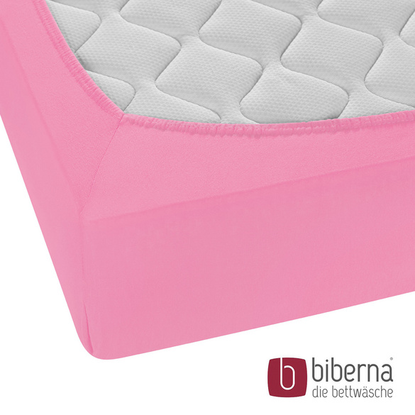 biberna Feinjersey-Spannbetttuch pink, 1x 90x190 cm - 100x200 cm