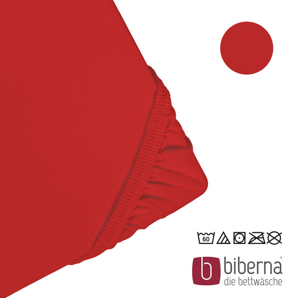 biberna Feinjersey-Spannbetttuch rot, 1x 90x190 cm - 100x200 cm