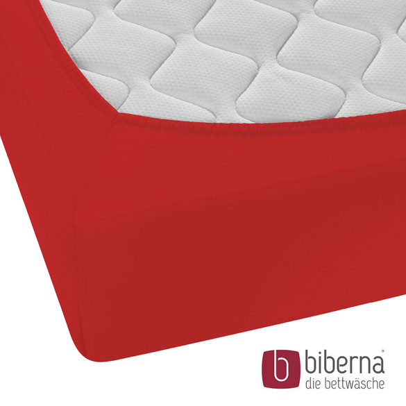 biberna Feinjersey-Spannbetttuch rot, 1x 180x200 cm - 200x200 cm