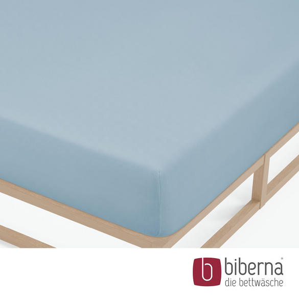 biberna Feinjersey-Spannbetttuch taubenblau, 1x 90x190 cm - 100x200 cm