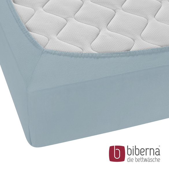 biberna Feinjersey-Spannbetttuch taubenblau, 1x 90x190 cm - 100x200 cm