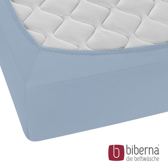 biberna Feinjersey-Spannbetttuch eisblau, 1x 180x200 cm - 200x200 cm