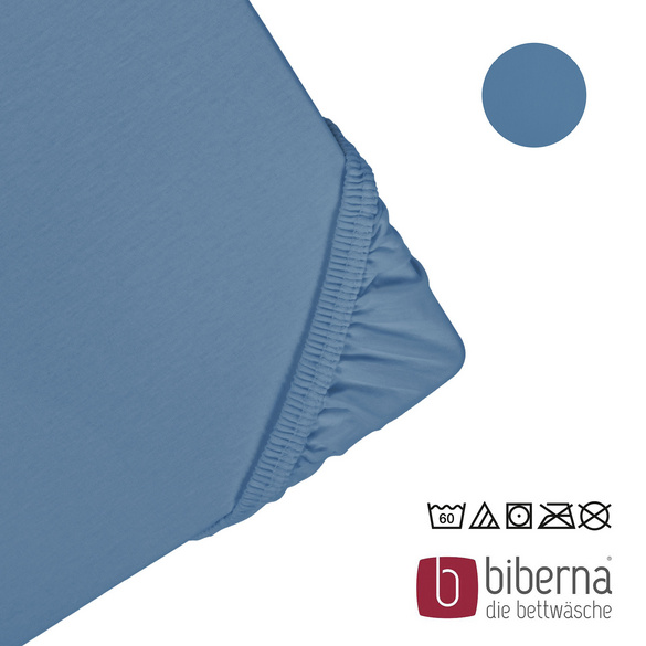 biberna Feinjersey-Spannbetttuch azurblau, 1x 90x190 cm - 100x200 cm