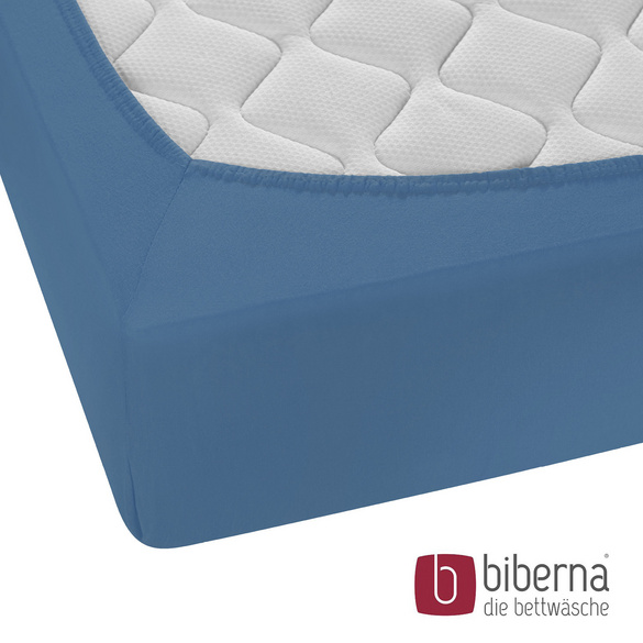 biberna Feinjersey-Spannbetttuch azurblau, 1x 140x200 cm - 160x200 cm