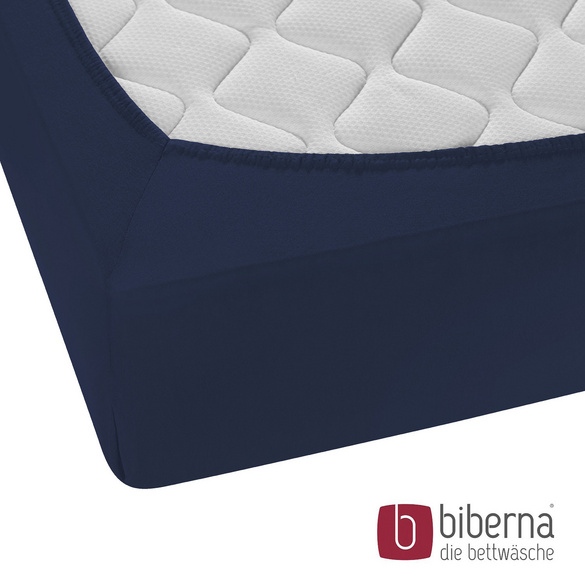 biberna Feinjersey-Spannbetttuch marine, 1x 90x190 cm - 100x200 cm