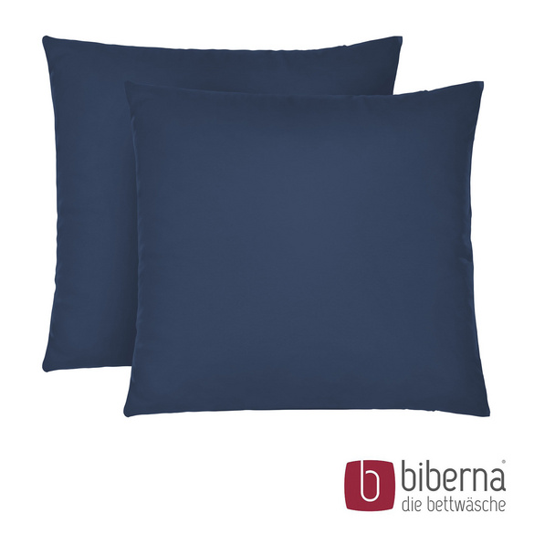 biberna Feinjersey-Kopfkissenbezug Doppelpack marine, 2x 40x40 cm