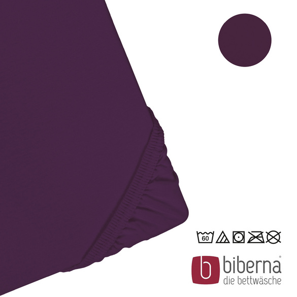 biberna Feinjersey-Spannbetttuch dunkel violett, 1x 90x190 cm - 100x200 cm