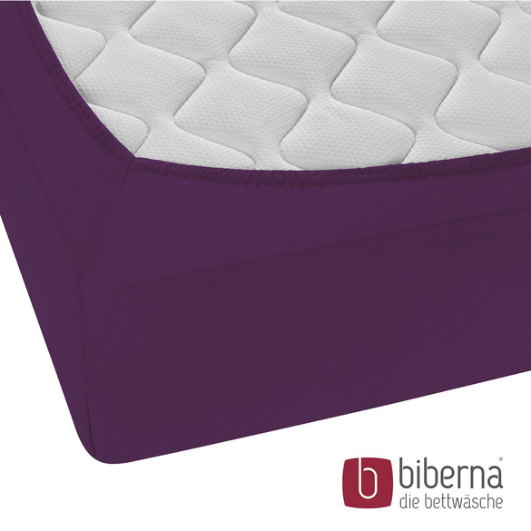 biberna Feinjersey-Spannbetttuch dunkel violett, 1x 180x200 cm - 200x200 cm