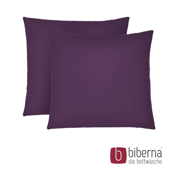 biberna Feinjersey-Kopfkissenbezug Doppelpack dunkel violett, 2x 80x80 cm