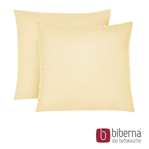 biberna Feinjersey-Kopfkissenbezug Doppelpack gelb, 2x 40x40 cm